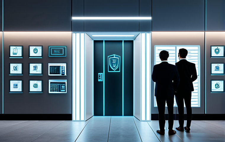 A modern office interior showcasing a secure vault with digital interfaces overlayed, representing evolving banking secrecy and data protection. Professional environment, fully clothed individuals in business attire, safe for work, appropriate content, professional, perfect anatomy, correct proportions, well-formed hands, natural pose.