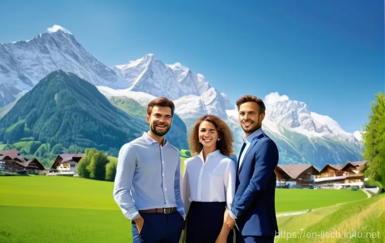 리히텐슈타인 이민 및 영주권 취득 - **Liechtenstein Residency Aspirations:** A picturesque, realistic image of a group of diverse indivi...