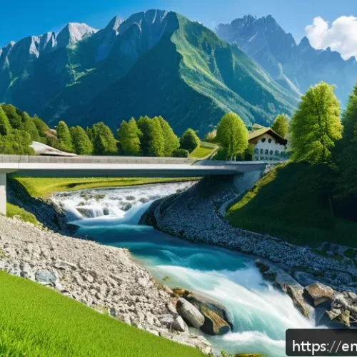 리히텐슈타인의 신재생에너지 프로젝트 - A serene alpine landscape in Liechtenstein featuring small-scale hydroelectric plants seamlessly int...